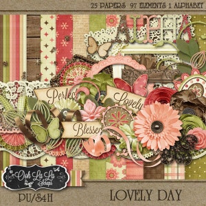Kit de álbum de recortes digital "Lovely Day" - Scrapbooking digital