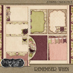 Journal Karten - Remember When Wedding, Vintage 8 Journal und Pocket Scrap Cards Digital Scrapbook Kit, Scrapbo