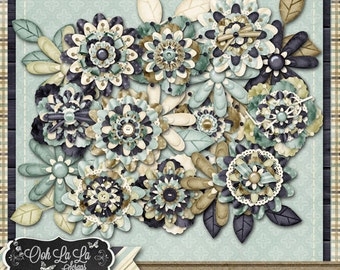 Just Relax Digital Scrapbook Kit Layered Flowers - Digital Scrapbooking