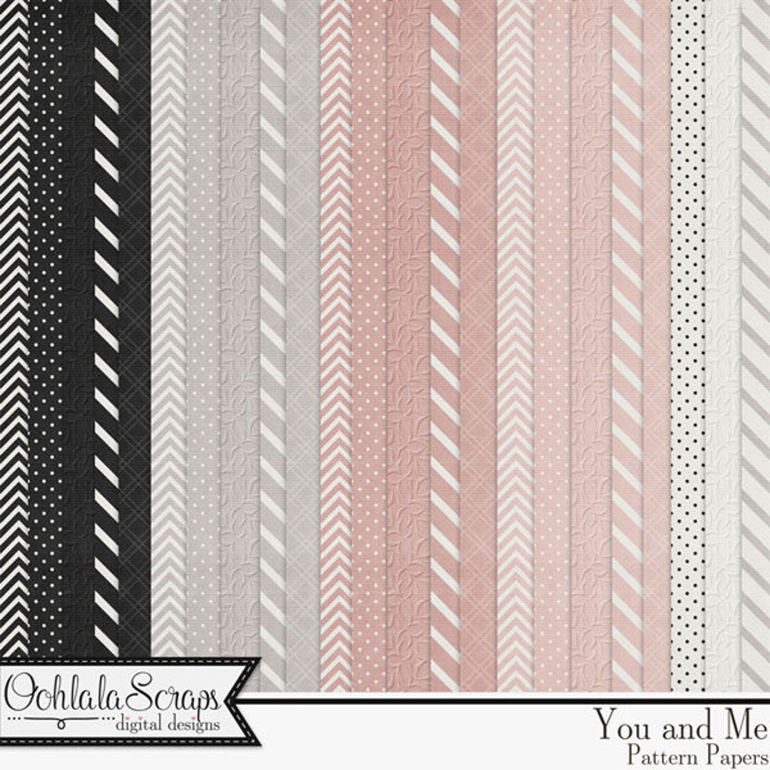 You and Me 12x12 Pattern Papers, Digital Scrapbooking Kit, Downloadable ...