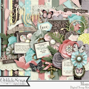 Kit per scrapbooking digitale Mom per scrapbooking digitale, festa della mamma