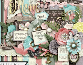 Digitalt scrapbook-kit för mamma för digital scrapbooking, mors dag