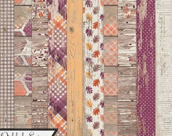 Forest Fall Autumn 12x12 Worn Wood Pattern Papers and Backgrounds ...