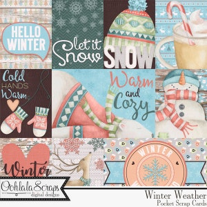 Winterwetter-Taschen-Scrap-Karten-Verzierungen, digitales Scrapbook-Kit, digitaler Download
