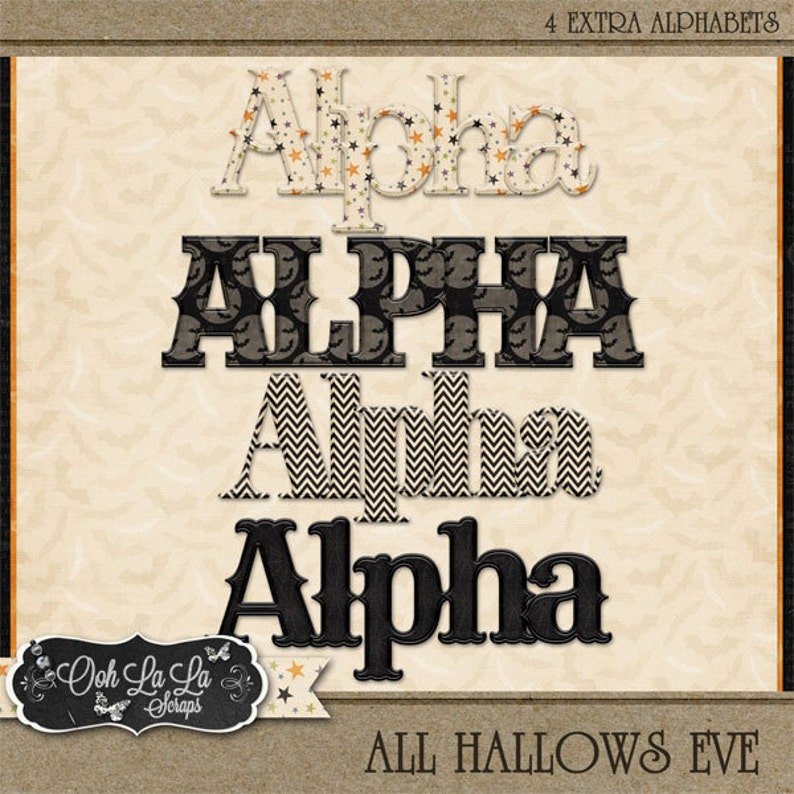 Alphabets - Halloween, All Hallows Eve Digital Scrapbook Kit, Alphabets ...