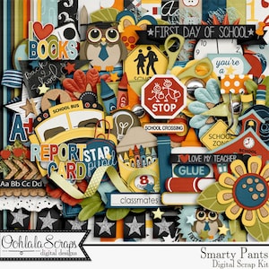 Smarty Pants School Digital Scrapbooking Kit for Digi Scrapping and Crafts