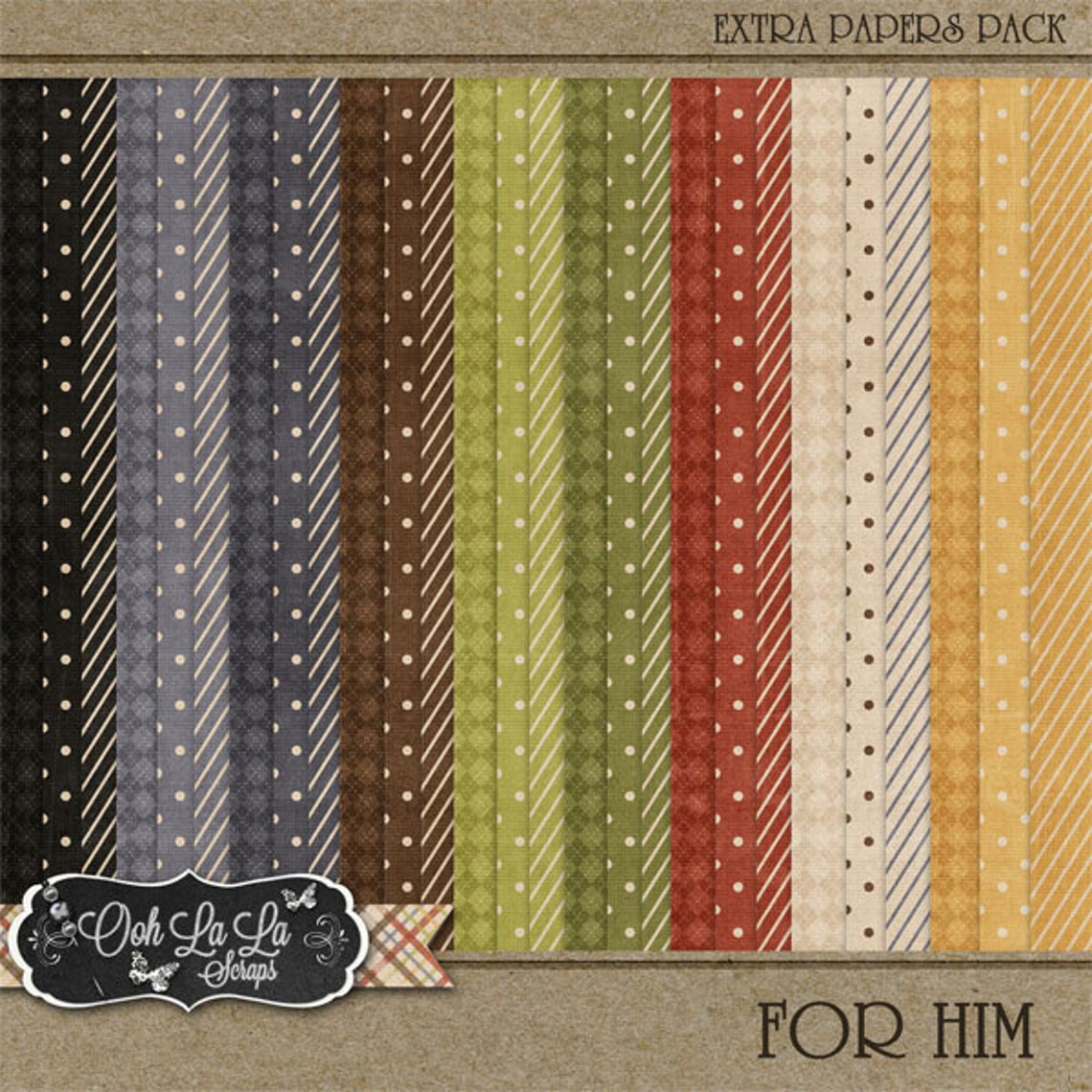 Digital Scrapbooking - for Him Extra Papers Pack Digital Scrapbook Kit ...