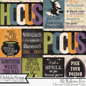 All Hallows Eve 3x4 und 6x4 Pocket Journal Scrapbook Karten für Halloween Digital Scrapbooking und Project Life