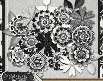 Flowers - Classic Layered Flower Pack Digital Scrapbook Kit - Digital Scrapbooking