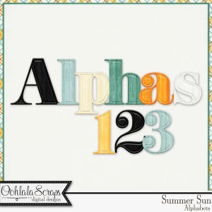 Alphabets - Summer Sun, Digital Scrapbook Kit, Scrapbooking Elements and Embellishments