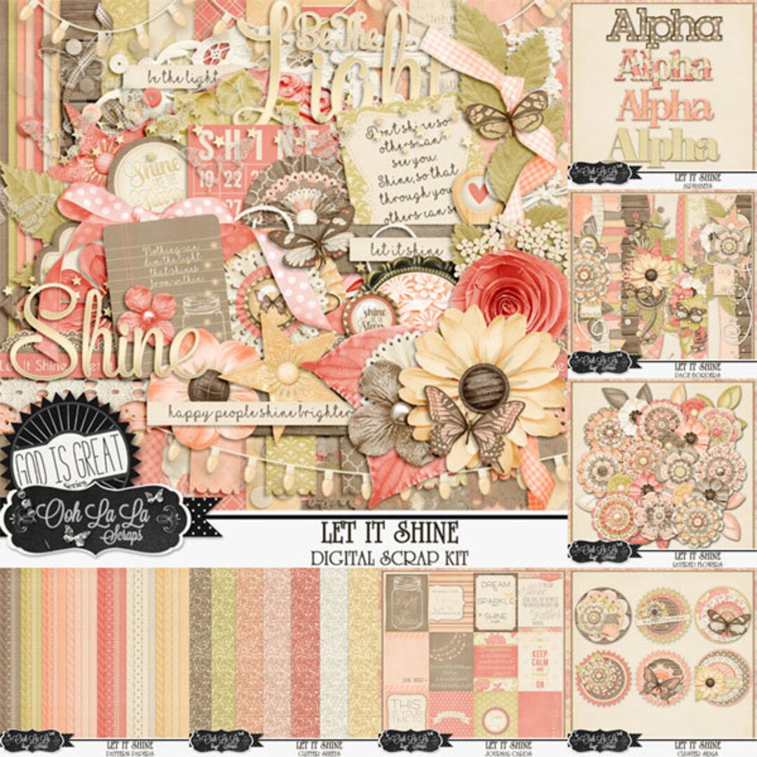 Let It Shine, Religious, Bible, Digital Scrapbook Kit, Scrapbooking ...