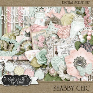 Shabby Chic,Digital Scrapbook Kit, Scrapbooking image 1
