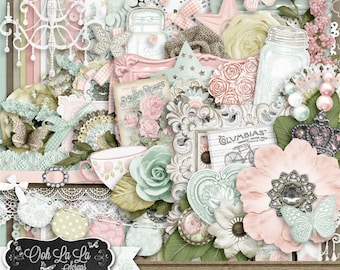 Shabby Chic,Digital Scrapbook Kit, Scrapbooking