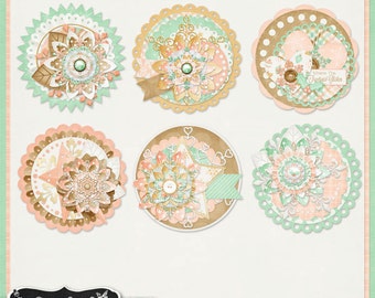 White Christmas Cluster Seals Elements Digital Scrapbooking Holiday Kit