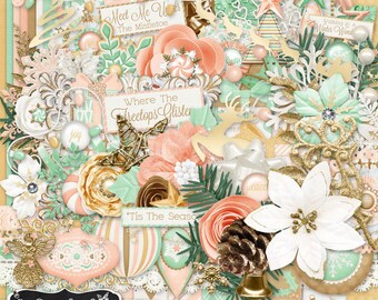 White Christmas Digital Scrapbooking Holiday Kit