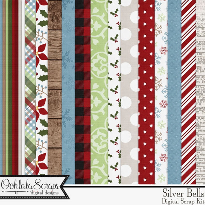 Silver Bells Christmas Winter 12x12 Digital Scrapbooking image 3