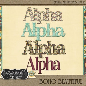 Scrapbooking digitale Boho Bellissimi alfabeti extra - Kit scrapbook digitale