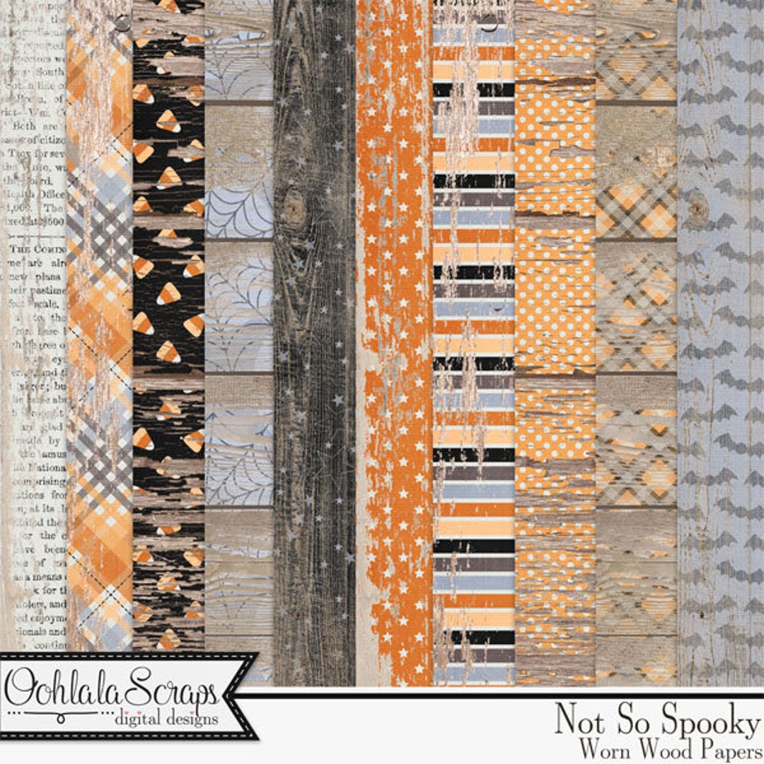 Not so Spooky Halloween 12x12 Worn Wood Papers and Backgrounds, Holiday ...