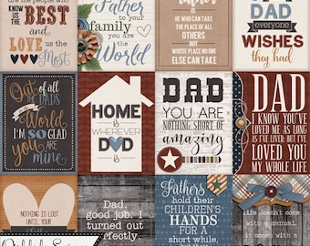 Dad Pocket Scrap Cards Embellishments, Father's Day Digital Scrapbook Kit, Project Life