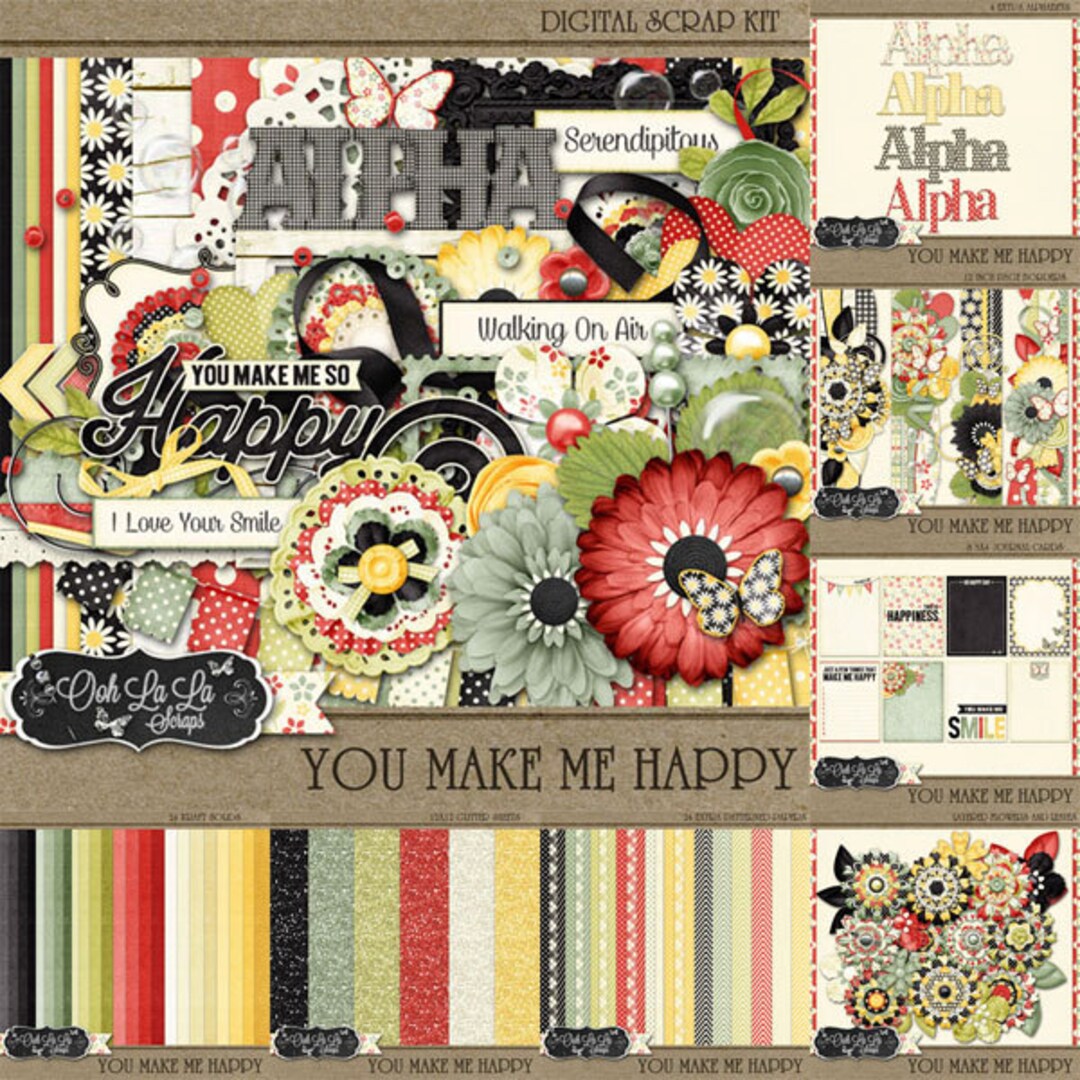 You Make Me Happy Digital Scrapbook Kit Bundle - Etsy