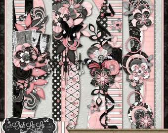 Page Borders - Ooh La La 12 inch Page Borders Digital Scrapbook Kit - Digital Scrapbooking