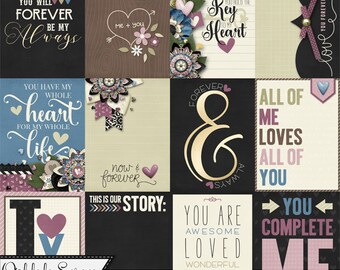 Our Love Story Valentine Pocket Scrap Cards, Project Life,Elements,Embellishments, Digital Scrapbook Kit