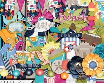 Beach Vacay Digital Scrapbook Kit, Summer