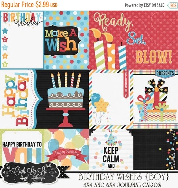 on sale 50 birthday wishes boy pocket scrap cards digital etsy