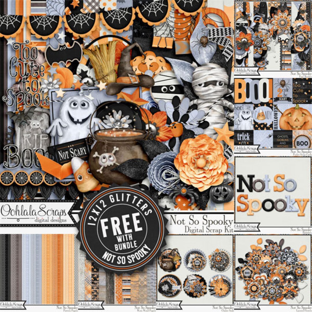Not so Spooky Halloween Holiday 12x12 Digital Scrapbook Kit Bundle - Etsy