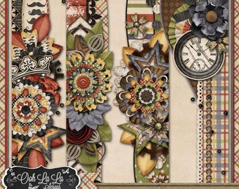 Page Borders - Digital Scrapbooking - For Him Page Borders Digital Scrapbook Kit