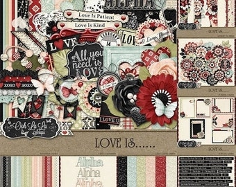 Valentine, Love Is Collection, Digital Scrapbook Kit, Scrapbooking, Holiday
