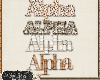 Autumn Falling Slowly Fall Extra Alphabets Pack, Digital Scrapbook Scrapbooking Kit