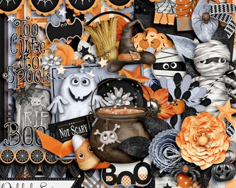 Not So Spooky Halloween  Holiday 12x12 Digital Scrapbook Kit