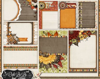 Autumn Falling Slowly Fall Journal Cards, Digital Scrapbook Scrapbooking Kit