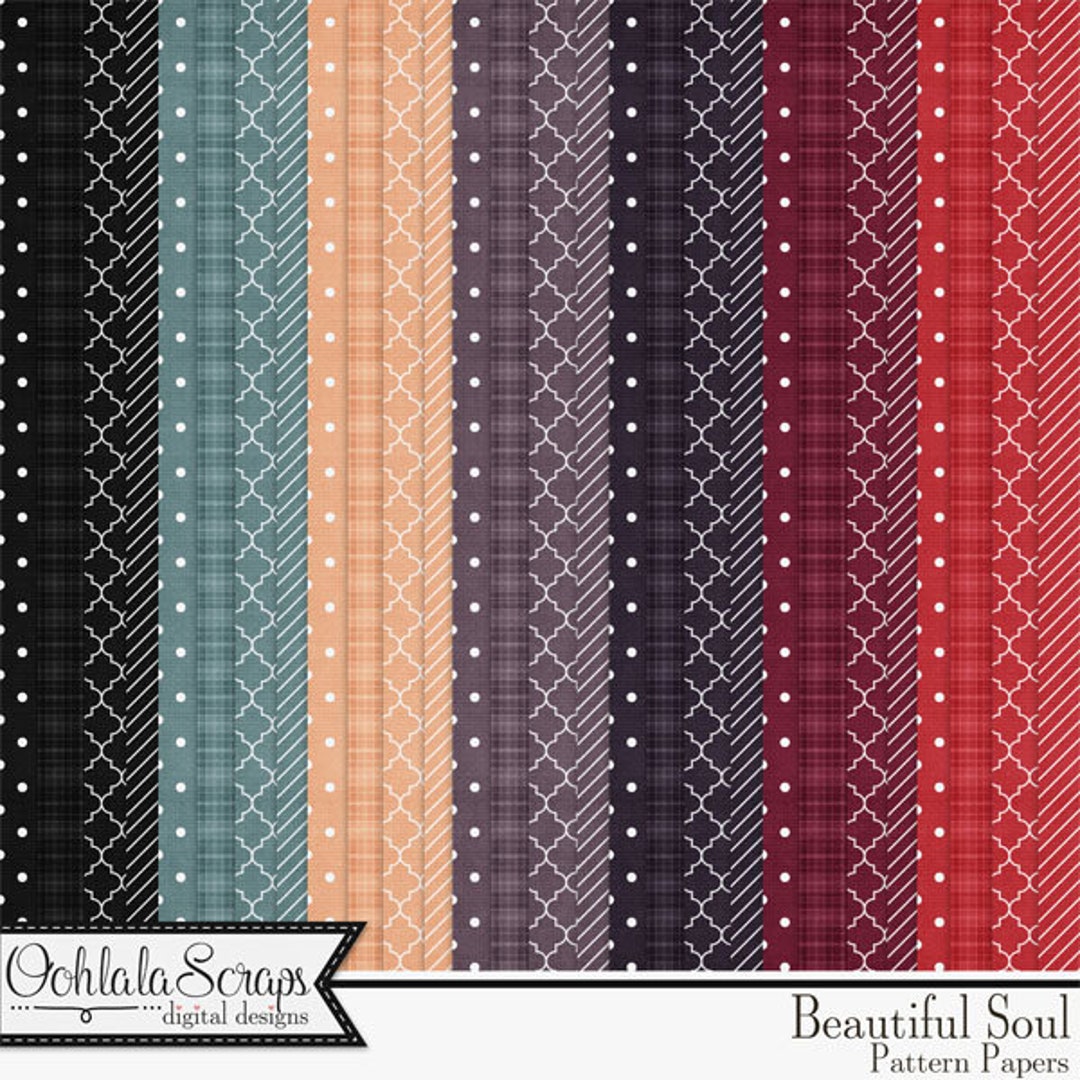 Beautiful Soul 12x12 Pattern Papers and Backgrounds, Digital Scrapbook ...