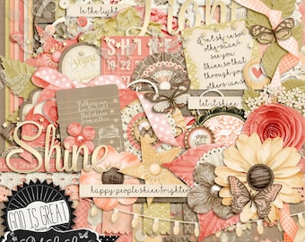 Let It Shine, Religious, Bible, Digital Scrapbook Kit, Scrapbooking