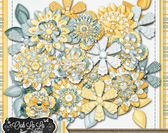 Flowers - Sunny Days Digital Scrapbook Kit Layered Flowers - Digital Scrapbooking