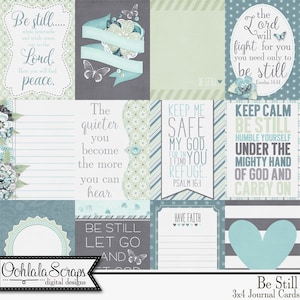 Be Still 12x12 Pattern Pocket Scrap Karten, Project Life Elemente und Verzierungen, Digital Scrapbooking Kit