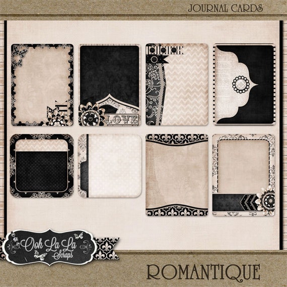 Romantique Digital Scrapbook Kit Journal and Pocket Scrap Cards Pack 