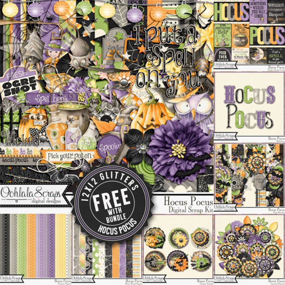 Hocus Pocus Halloween 12x12 Digital Scrapbook Kit, Holiday - Etsy