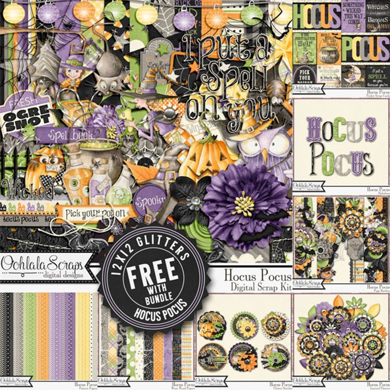 Hocus Pocus Halloween 12x12 Digital Scrapbook Kit, Holiday - Etsy