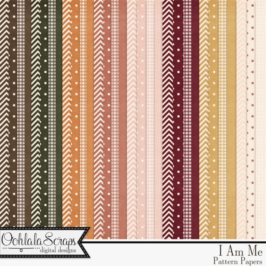 I Am Me 12x12 Pattern Papers and Backgrounds, Digital Scrapbook Kit - Etsy