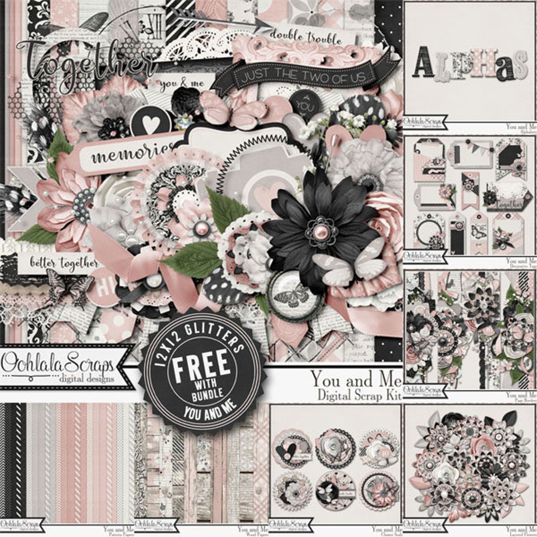 You and Me 12x12 Bundle, Digital Scrapbooking Kit, Downloadable - Etsy