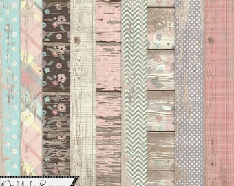 Mom 12x12 Worn Wood Papers and Backgrounds Kit for Digital Scrapbooking, Mother's Day