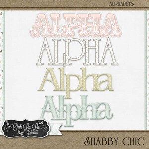Shabby Chic,Alphabets,Digital Scrapbook Kit, Scrapbooking