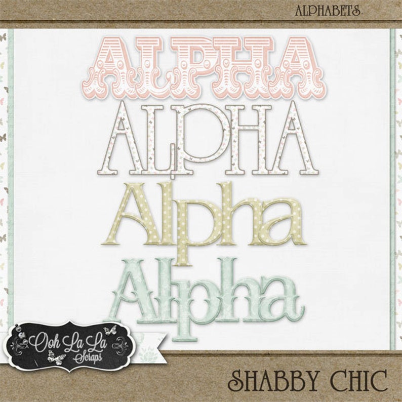 Shabby Chic,Alphabets,Digital Scrapbook Kit Scrapbooking