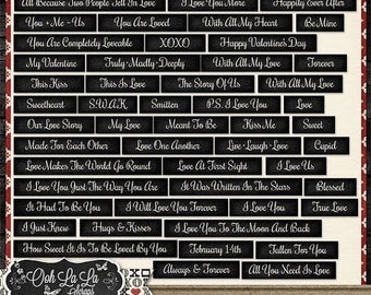 Valentine, Love Is 50 Word Labels, Digital Scrapbooking Kit