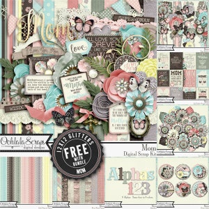 Lot de kits de scrapbooking numérique pour maman pour le scrapbooking numérique, fête des mères