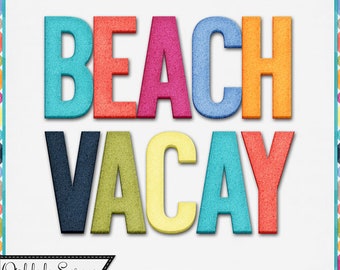 Digitale plakboekkit strandvakantie alfabetversieringen, zomer
