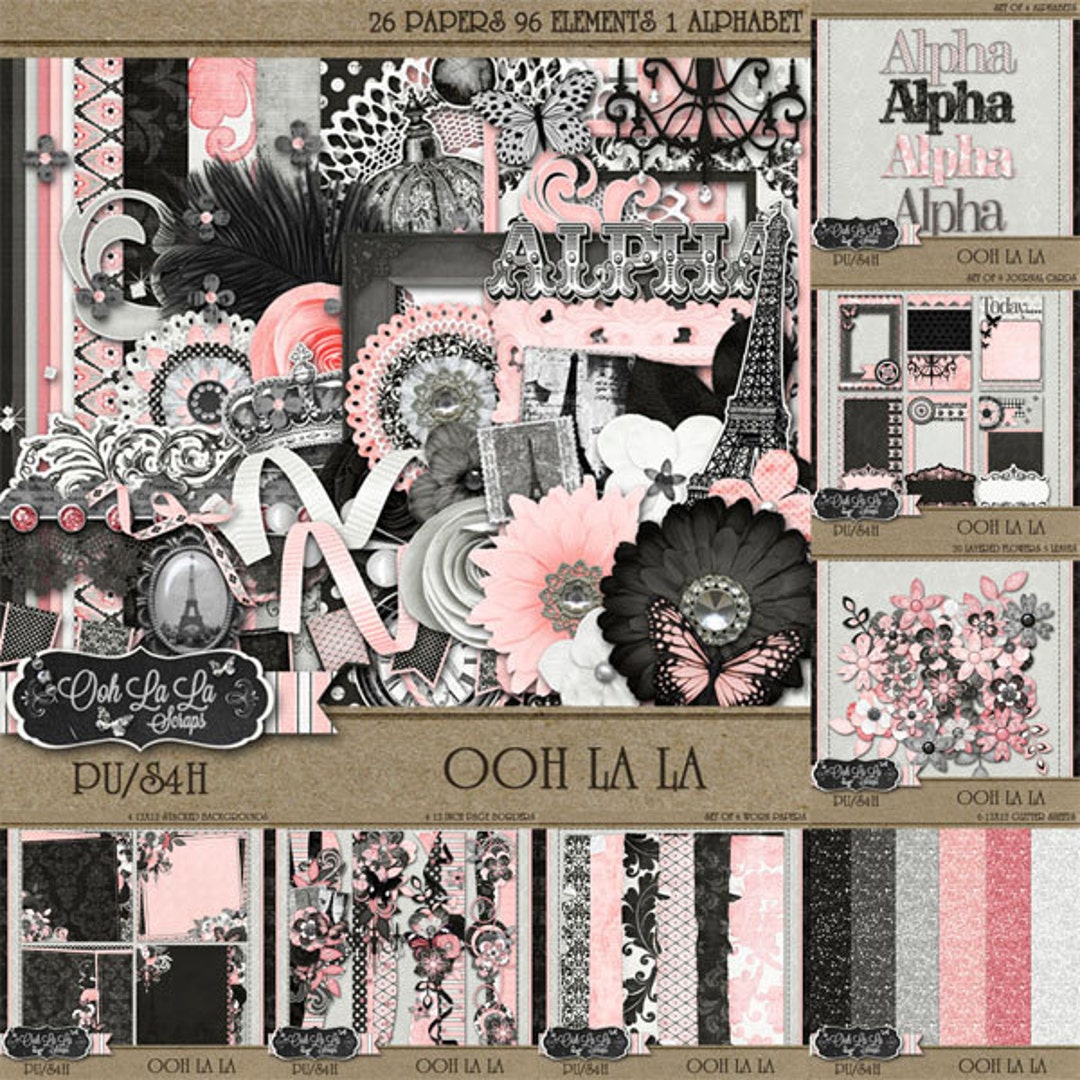 Ooh La La Collection Digital Scrapbook Kit - Digital Scrapbooking - Etsy
